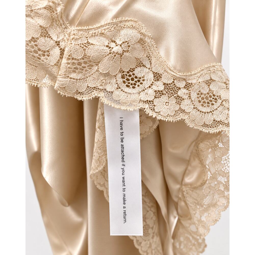 Reformation Florence Silk Dress Almond Size 8 NWT Lace Trim Midi Dress - Picture 7 of 9